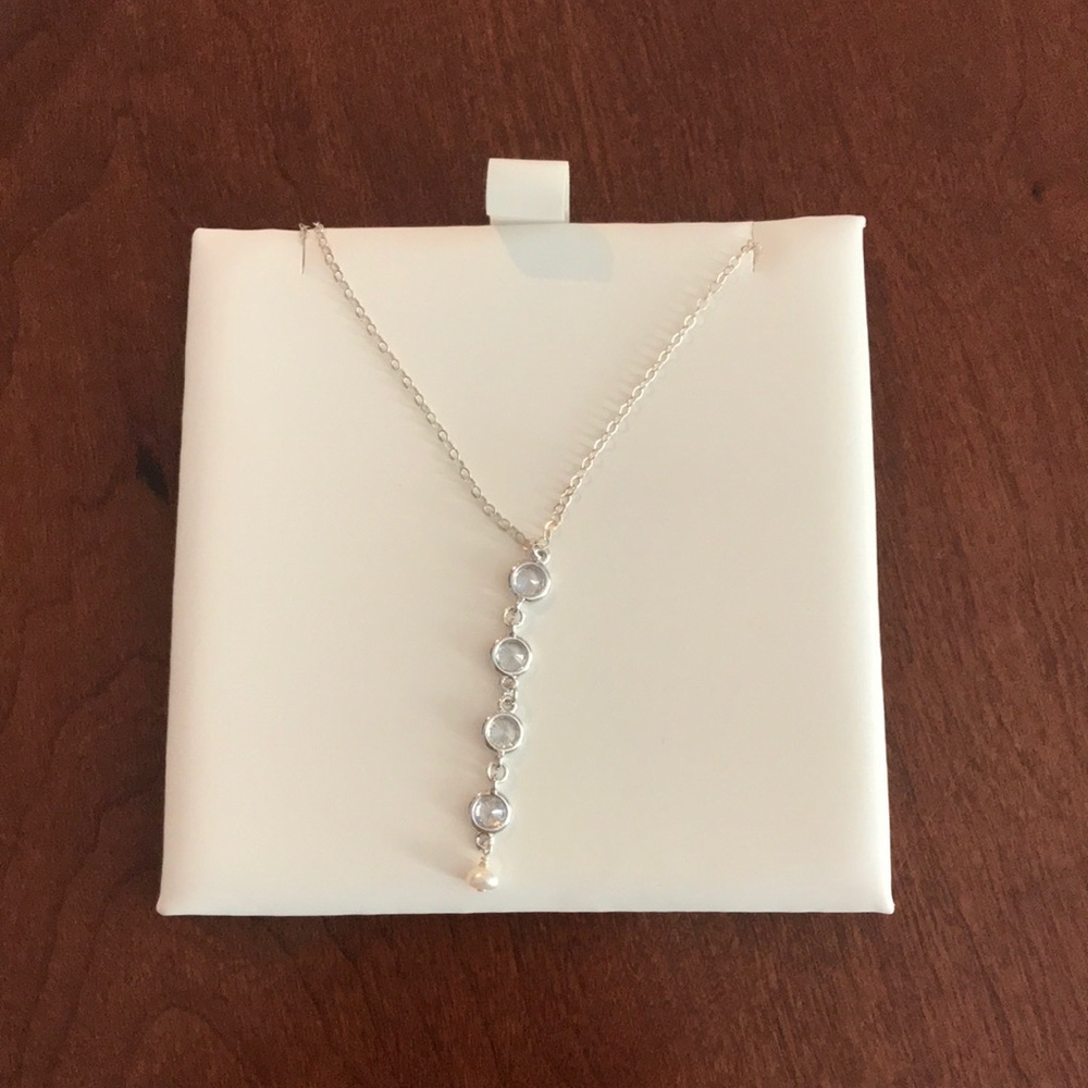 Silver Glamour and Glow “Linear Galactic Drop Necklace”